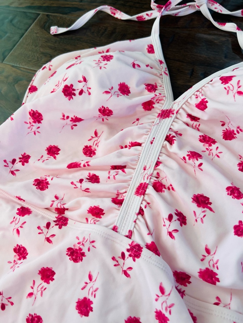 Shade & Shore Pink Floral Halter One-Piece Swimsuit - Picture 2 of 4